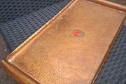 Hand-hammered Copper Serving Tray with Hand-painted centre flower