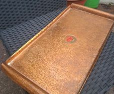 Hand-hammered Copper Serving Tray with Hand-painted centre flower