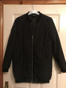 Missguided padded black bomber long line jacket coat size UK8 EU36 Postage included