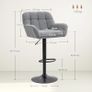 Bar Stools Set of 2 Retro Design Height-Adjustable Fleece-Look Gray + Black Image 3