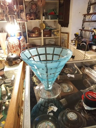 Deco glass  8"high. Call to Castlelodge Antiques West Square Macroom Co.Cork P12 T854  We are open Thursday, Friday and Saturday other times by appointment