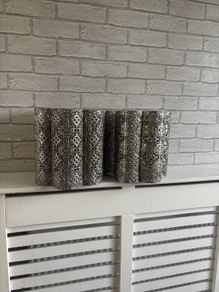 Pair of Silver Metal Filigree Ceiling Light Shades