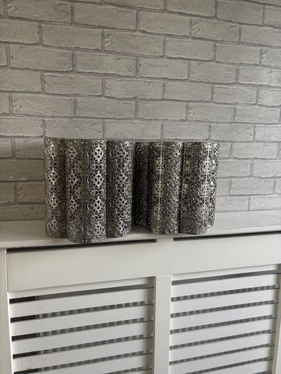 Pair of Silver Metal Filigree Ceiling Light Shades