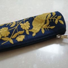 Hand made and embroidered pouch pen holders