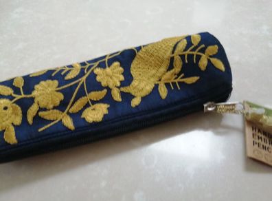 Hand made and embroidered pouch pen holders