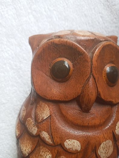 Hardwood carved Tawny owls