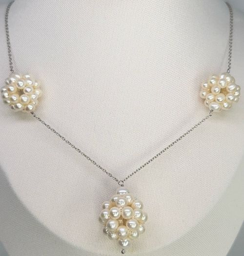 Silver AAA Fresh Water Pearl Necklace (70.00 Ct) - Sterling Silver