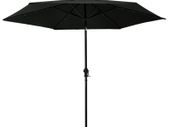Outdoor Parasol with LED Lights and Steel Pole 300 cm Black