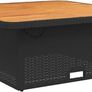 Adjustable Poly Rattan Garden Table Lift Top Outdoor Dining and Coffee Table 110 x 110 cm Acacia Wood Top Image 3