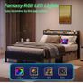 Metal Bed Frame Double Bed with Charging Station,Strong Image 6