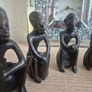 Set of 6 Vintage African Hand-Carved "Thinker" Figurines An excellent matching collection of vintage African "Thinking Man" sculptures. Each individual piece is uniquely hand-carved out of a single block of dark hardwood with a lovely smooth, polished fin Image 2