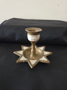 Brass Candle Holder with Mother of Pearl inlay