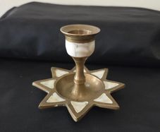 Brass Candle Holder with Mother of Pearl inlay