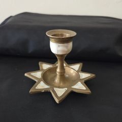 Brass Candle Holder with Mother of Pearl inlay