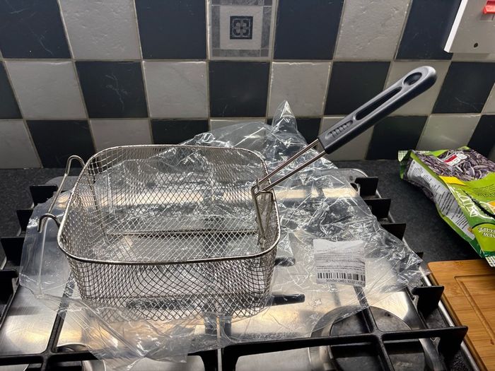 Stainless Steel Fryer Frying Basket Rectangle Wire Mesh Strainer with Long Handle Frying Cooking Tool Kitchen Cooking Tool for 6L fryer