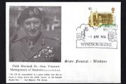 1976 Great Britain cover commemorative the state Funeral of Field Marshall Rt Hon Viscount Montgomery of Alamein tying 10p commemorative stamp with 1st April 1976 Windsor Berks cancel