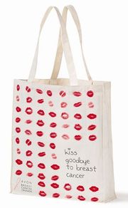 "Kiss Goodbye to Breast Cancer" Canvas Shopping Bag