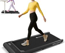 Walking Pad Smart AI Under Desk Treadmill Portable Small 2 in 1 Treadmills for Home Office Jogging Running Machine TicSports Zwift Kinomap with LED Display Remote Control 6 KMH Easy Storage