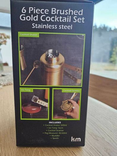 6 Piece Brushed Gold Cocktail Set
