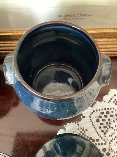 Vintage BHS Brecon Blue Storage Jars Lidded Stoneware Pots Pair
