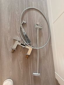 chrome bathroom mixer tap & extension pole.