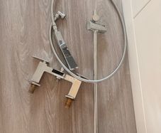 chrome bathroom mixer tap & extension pole.