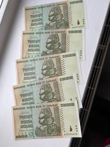 Zimbabwe 20 billion dollars bank notes UNC