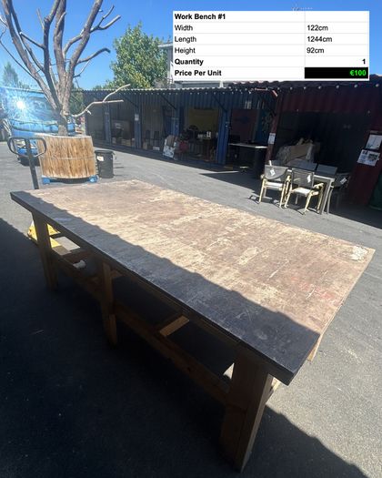 Heavy Duty Wooden Work Bench 124cm Workshop Table