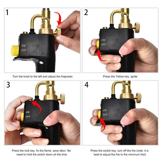 BRAND NEW EU UK US Stock MAPP Propane Torch Multi Purpose Trigger Start GasTorch with 3 Nozzles/Tips, Gas cylinders not Included