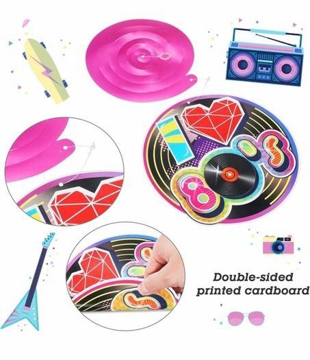 NEW SALE | 53 Pieces 80s Party Decorations, Retro 1980s Hip Hop Party Hanging Swirls