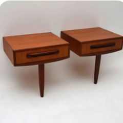 G Plan teak antique Fresco bedside cabinets. Floating top design