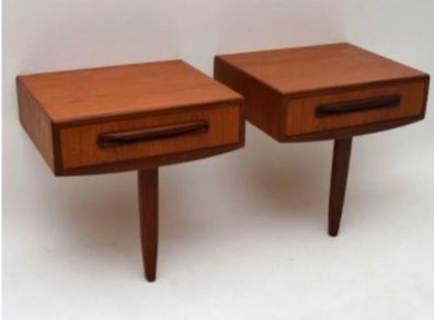G Plan teak antique Fresco bedside cabinets. Floating top design
