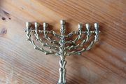 VTG Silver Metal Menorah, Tamar 450 STYLE Menorah, Tree of Life Menorah, Pewter Menorah