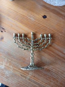 VTG Silver Metal Menorah, Tamar 450 STYLE Menorah, Tree of Life Menorah, Pewter Menorah