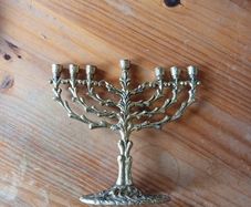 VTG Silver Metal Menorah, Tamar 450 STYLE Menorah, Tree of Life Menorah, Pewter Menorah