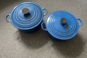 Le Creuset Cast Iron Casserole Dish Dutch Oven with Lid 24 and 22 Blue Enamel