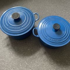 Le Creuset Cast Iron Casserole Dish Dutch Oven with Lid 24 and 22 Blue Enamel