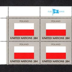 1984 United Nations New York Poland National Flag (part of flag series) Block of 4Mint Never Hinged (MNH)