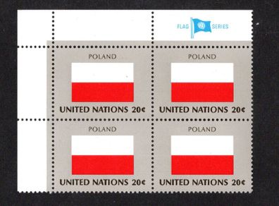 1984 United Nations New York Poland National Flag (part of flag series) Block of 4Mint Never Hinged (MNH)
