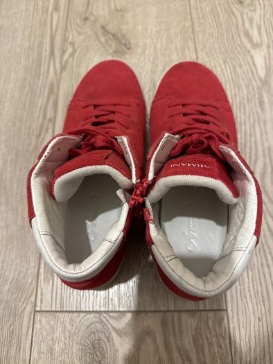 Armani red leather high tops size UK 5