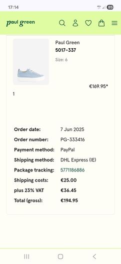 Paul Green Leather Sneakers - Light Blue - UK 6 - BNWT RRP 199