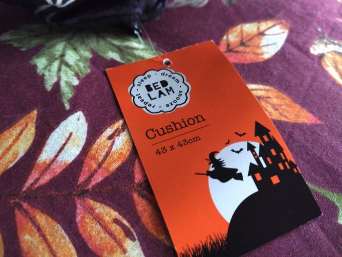 Bedlam Brand Boo Halloween Cushion in Black