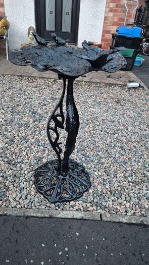 Classic vintage iron cast garden birdbath