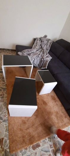 BRAND NEW 3 Set Unit Black Tempered Glass Table Top Side End