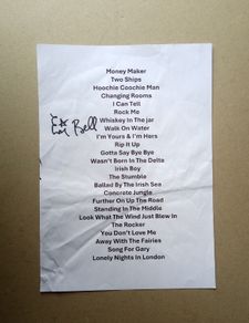 Eric Bell signed concert set list Thin Lizzy Rock