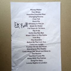 Eric Bell signed concert set list Thin Lizzy Rock