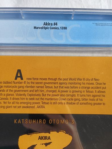 Akira Issue 4 CGC 9.8 Certified Graded Comic Book Framed Marvel