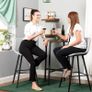 _Set of 2 Bar Stools with Backrest and Footrest Made of Metal PU Cover with Padding for Bar, Kitchen, Dining and Living Room, Holds up to 120 kg, Gray Image 3
