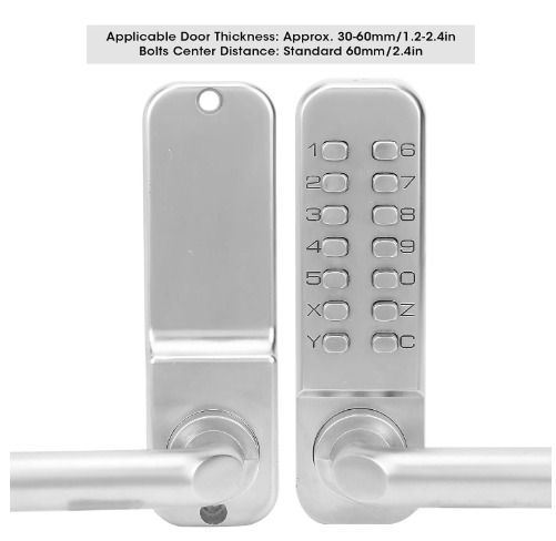 Mechanical Door Lock, Push Button Digital Code Keypad Keyless Entry Door Lock Zinc Alloy Home Security Door Handle Lock Waterproof (No Battery Required)