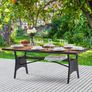 Weatherproof Patio Dining Table 8 seater with Storage Shelf  Acacia Wood & Rattan, Seats 8 Polyrattan Garden Dining Table with FSC Acacia Wood Top 190 x 90 cm Weatherproof Outdoor Table Image 3